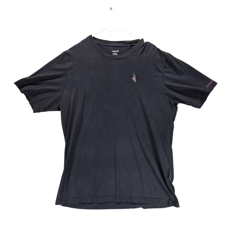 Norrøna Shirt Mens Large Black Climber Logo Tagless‎ Crew Neck Outdoor Tee